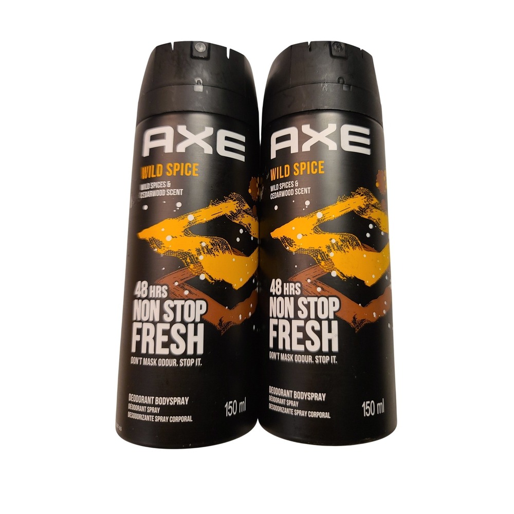 Axe Wild Spice Deodorant Body Spray 150ml 48H Fresh Lot of 2 Cedarwood Scent